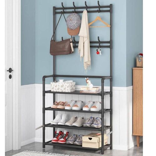 product_image_name-Generic-خزانة تخزين مع حامل ملابس ومنظم أحذية – 4 مستويات-1