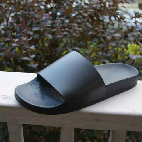 Generic SANDALES CLAQUETTES UNISEX SIMPLE CUIR NOIR ORIGINAL HAUTE