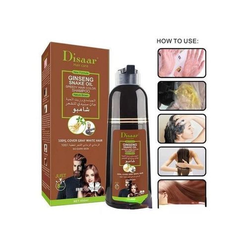 Disaar Shampoing colorant pour cheveux, Ginseng et huile de serpent, brun,  400ml à prix pas cher