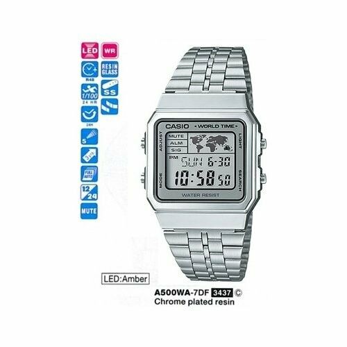 product_image_name-Casio-Homme - A500WA-7 - Vintage Argente - Bracelet en acier injoxydable-8