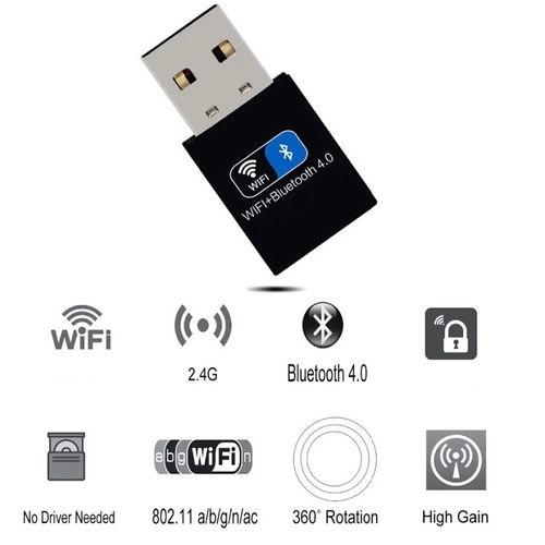 Generic Cle Wifi + Bluetooth 4.0 USB, Adaptateur 150m LAN réseau