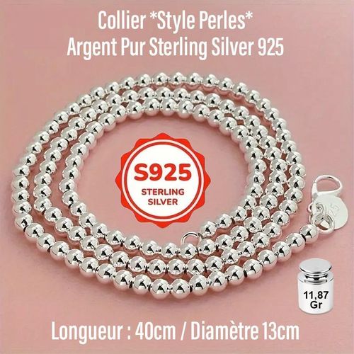 product_image_name-Generic-11,87Gr Collier en Argent Sterling S925 *Style Perles* Fabriqué avec 92,5% d'Argent Pur, Magnétique Médical, sans Nickel, Unisexe, Résistant à l’Oxydation, Élégant, Intemporel, Ultra-Résistant, Poids: 12,00g, Longueur: 40cm, Diamètre: 13cm, Idéal-1