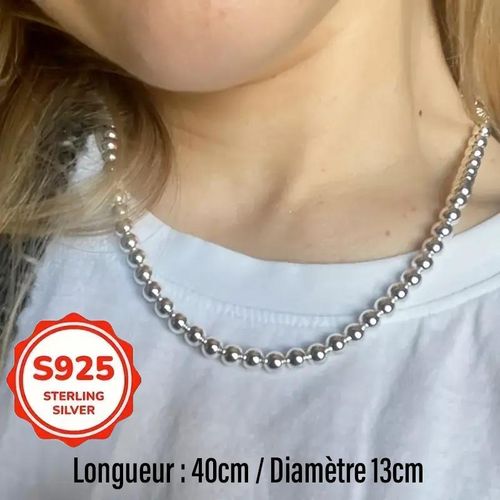 product_image_name-Generic-11,87Gr Collier en Argent Sterling S925 *Style Perles* Fabriqué avec 92,5% d'Argent Pur, Magnétique Médical, sans Nickel, Unisexe, Résistant à l’Oxydation, Élégant, Intemporel, Ultra-Résistant, Poids: 12,00g, Longueur: 40cm, Diamètre: 13cm, Idéal-5