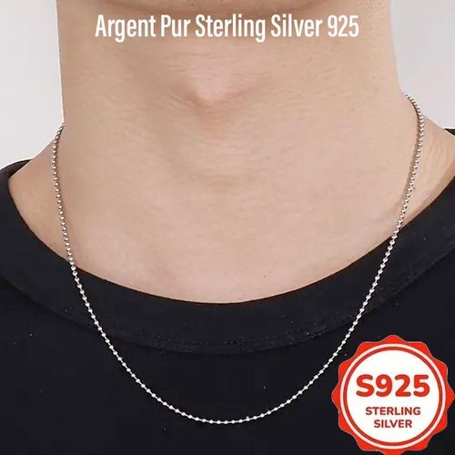 product_image_name-Generic-11,87Gr Collier en Argent Sterling S925 *Style Perles* Fabriqué avec 92,5% d'Argent Pur, Magnétique Médical, sans Nickel, Unisexe, Résistant à l’Oxydation, Élégant, Intemporel, Ultra-Résistant, Poids: 12,00g, Longueur: 40cm, Diamètre: 13cm, Idéal-7