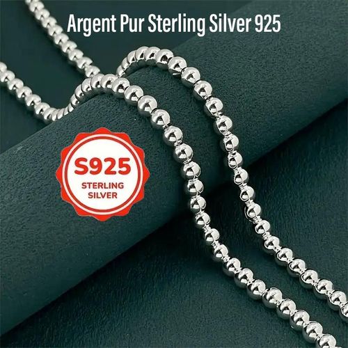 product_image_name-Generic-11,87Gr Collier en Argent Sterling S925 *Style Perles* Fabriqué avec 92,5% d'Argent Pur, Magnétique Médical, sans Nickel, Unisexe, Résistant à l’Oxydation, Élégant, Intemporel, Ultra-Résistant, Poids: 12,00g, Longueur: 40cm, Diamètre: 13cm, Idéal-8