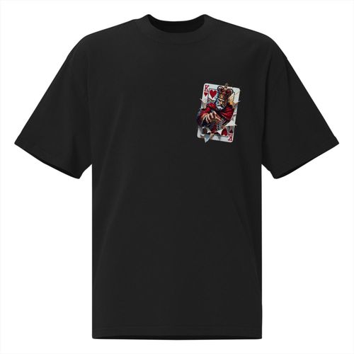 Generic T-shirt Oversize Premium Unisex - Design "The Unleashed King" Roi de Cœur - Noir - image 2