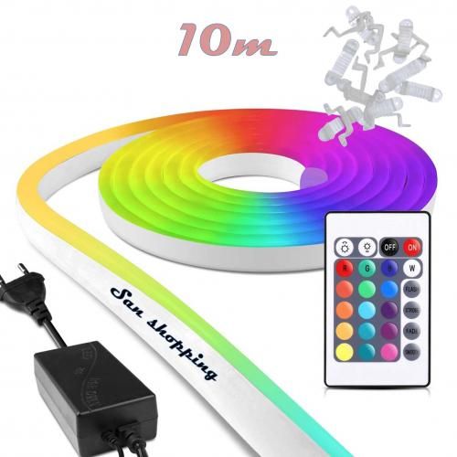 Fil LED fluorescent lumineux en fil EL flexible 10 m de corde fluo étanche,  bande LED stroboscopique pour décoration de fête (jaune) (1 pièce)