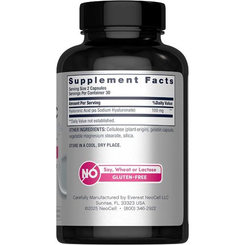 product_image_name-Neocell-Acide Hyaluronique 125 mg, Supports Tissue Hydration, Gluten Free, 60 Capsules-3