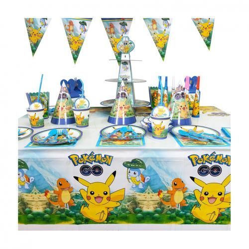 Generic PACK DE DECORATION D'ANNIVERSAIRE COMPLET 91 PIECES THEME POKEMON à  prix pas cher