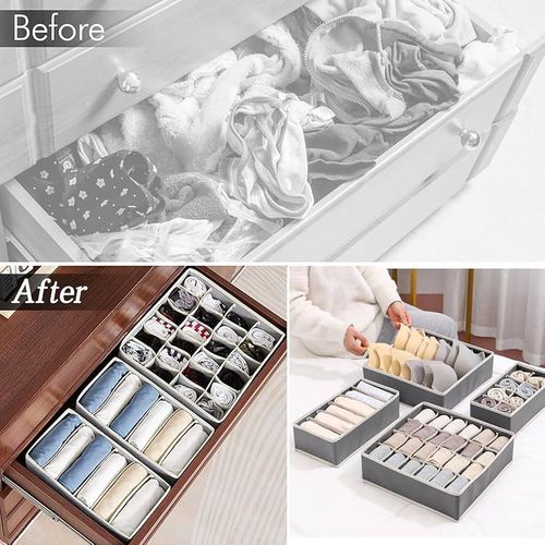 product_image_name-Generic-Boîte de rangement pour sous-vêtements, 4 pièces, organisateur de tiroir Beige, organisateur de placard, boîtes pour sous-vêtements-1