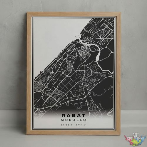 product_image_name-Generic-Tableau décoratif - Minimalist Map Rabat (cadre Blanc) -1