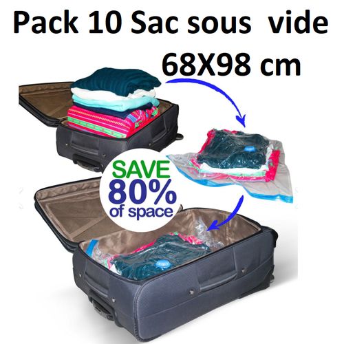 Generic Lot de 10 Sac sous vide de stockage vêtements 68X98 cm à