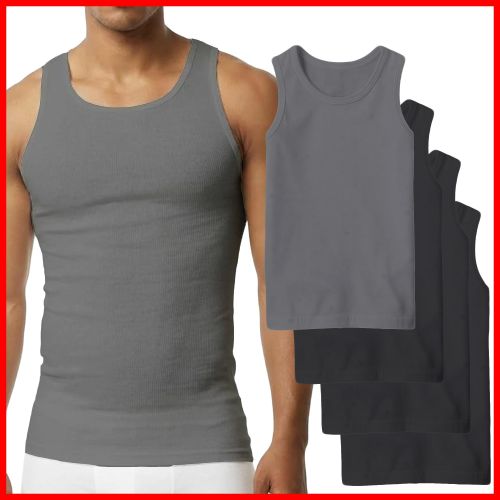 product_image_name-Generic-Pack De 4 Débardeurs Homme Coton Bio 3Noir+1Gris-1