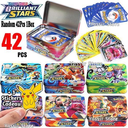 Generic Boite Métale cartes pokemon - Brillant Stars 42 Cartes il