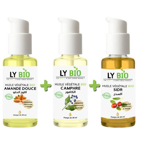 product_image_name-LY BIO-PACK HUILE AMANDE DOUCE 50ml - POMPE + HUILE CAMPHREE 50ML - POMPE + HUILE SIDR 50ML - POMPE-1
