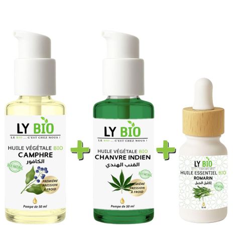 product_image_name-LY BIO-PACK HUILE CAMPHREE 50ML - POMPE + HUILE HYDRATANTE & NUTRITIVE 50ML - POMPE + HUILE ESSENTIEL ROMARIN 10ML-1