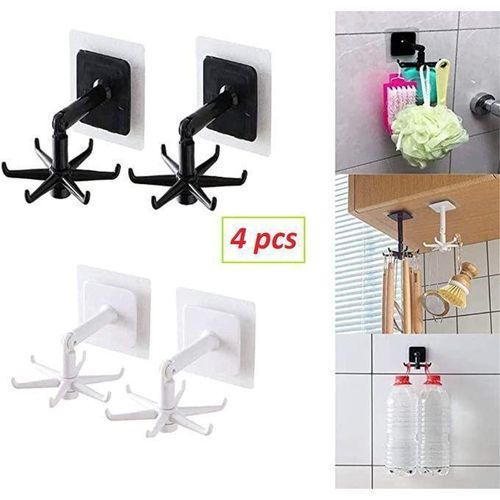 product_image_name-Generic-Lot de 4 crochets de cuisine auto-adhésifs, rotatifs à 360 degrés noir et blanc-1