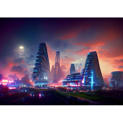 product_image_name-Generic-Cyberpunk neon city  Style 57 Poster Chambre Haute Qualité-1