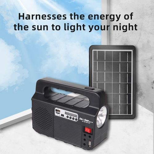 product_image_name-Isolar-Kit Complet d'Éclairage Solaire avec Panneau Solaire, Radio FM, Lecteur MP3 et Deux Lampes LED  Arabic:-6