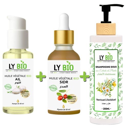 product_image_name-LY BIO-PACK HUILE AIL 50ML - POMPE + HUILE SIDR 50ML - PIPETTE + SHAMPOOING AUX EXTRAITS DE PLANTES 200ML-1