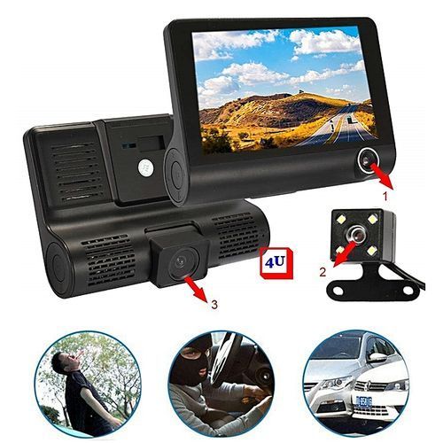 Acheter Beishu double objectif voiture DVR Dash Cam enregistreur vidéo  capteur G avant arrière intérieur 3 caméra HD