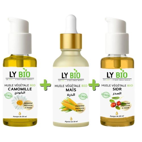 product_image_name-LY BIO-PACK HUILE CAMOMILLE 50ML - POMPE + HUILE MAIS 50ML - PIPETTE + HUILE SIDR 50ML - POMPE-1