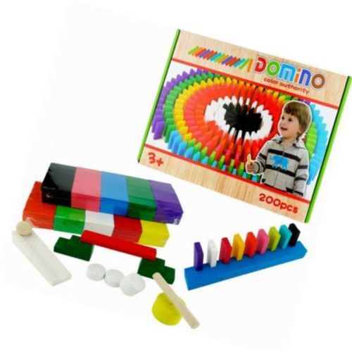 Jeu de domino - Jeu de construction en bois coloré pour enfant – L