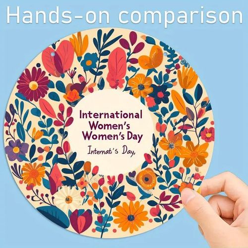 product_image_name-Generic-قطعة واحدة من ديكورات الحائط المستديرة على طراز آرت ديكو ليوم المرأة العالمي، مقاس 20.32 × 20.32 سم، مصنوعة من الخشب الصناعي، تصميم متين ثنائي الأبعاد، للتعليق على الحائط في غرفة المعيشة أو المكتب أو الحديقة أو المتجر - لوحة ديكور-6