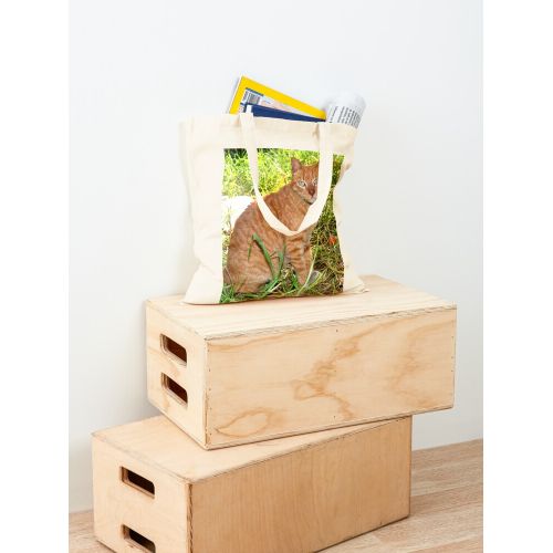 product_image_name-Generic-حقيبة يد كلاسيكية لطيفة من CHEF NANE 2 ذات مظهر جميل على شكل قطة زنجبيل وعيون برتقالية خضراء وعشب حديقة-3