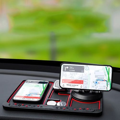 Support de téléphone portable pour voiture (4 en 1), tapis antidérapant  pour téléphone portable avec support rotatif à 360 °, tapis de bord  multifonction antidérapant pour tableau de bord de voiture : :  Auto et moto