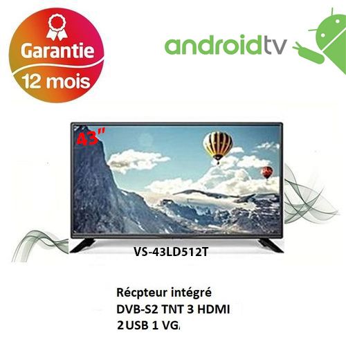 Vision TV LED 43&quot; LED SLIM FULL HD  Récepteur integré  ANDROID 7