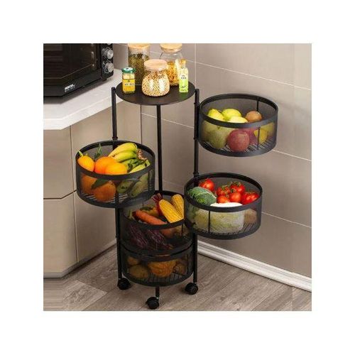 product_image_name-Generic-Chariot 5 Niveaux Avec Roulette, Étagère En Metal Pour Rangement Multifunction-4