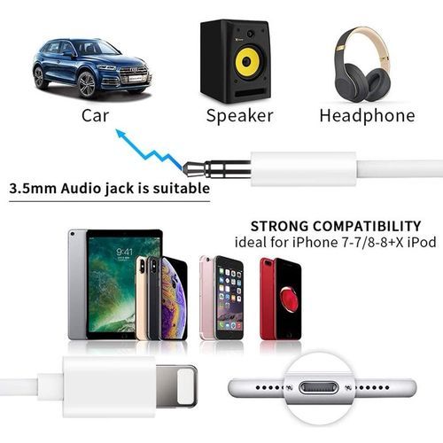 Generic câble auxiliaire Jack 3.5mm, adaptateur Audio pour iPhone à prix  pas cher