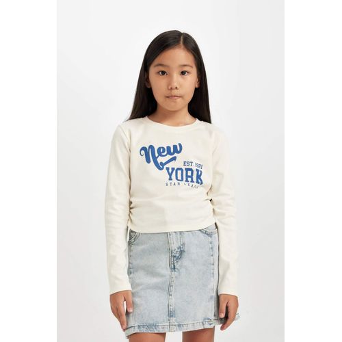 product_image_name-Defacto-تيشيرت قصير بناتي كم طويل برقبة مستديرة-1