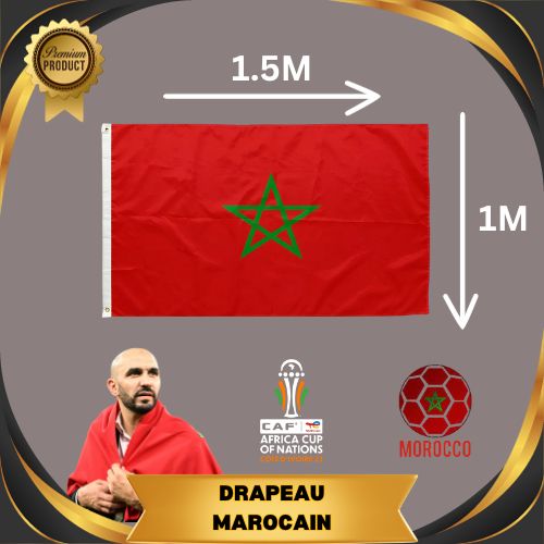 PHENO FLAGS Drapeau du Maroc - Drapeau marocain 90x150 cm - Drapeau national rés