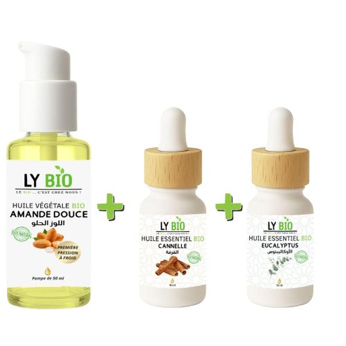 product_image_name-LY BIO-PACK HUILE AMANDE DOUCE 50ml - POMPE + HUILE ESSENTIEL CANNELLE 10ML + HUILE ESSENTIEL EUCALYPTUS 10ML-1