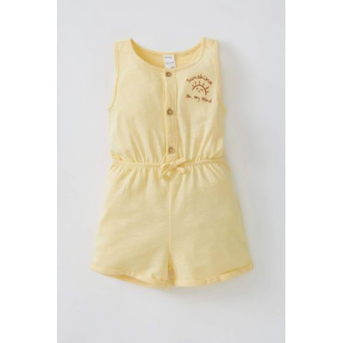 Defacto Text Printed Drawstring Romper
