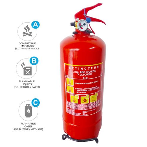 Fire Extincteur sécurité incendie poudre polyvalente 2kg avec certificat à  prix pas cher