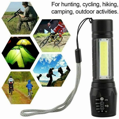 Lampe de poche Rechargeable Led Lampe de poche Zoom Torche Camping en plein  air Lampe Led