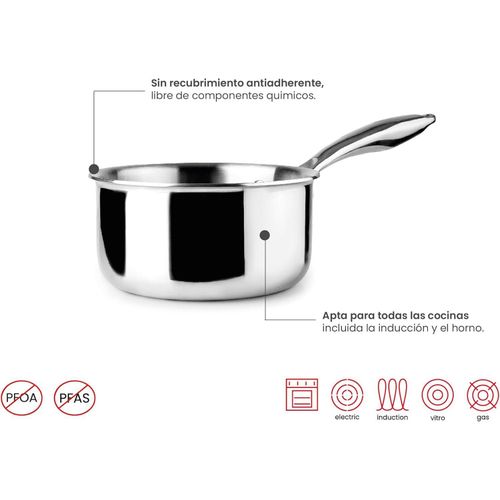 product_image_name-Ibili-653314 Casserole Triply Natural Diamètre 14 cm – 1 Litre, Structure De 3 Couches Acier-Aluminium-Acier, Tous Feux dont Induction, Poignée Inox Isolée-6