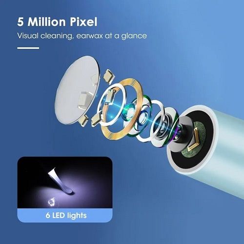 Otoscope Oreille, Endoscope Oreille HD Visuelle Caméra avec 6 LED