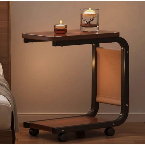 product_image_name-Generic-Table d’Appoint Mobile en Forme de C – Table de Lit et Canapé Multi-usage avec Roulettes et Double Rangement-3