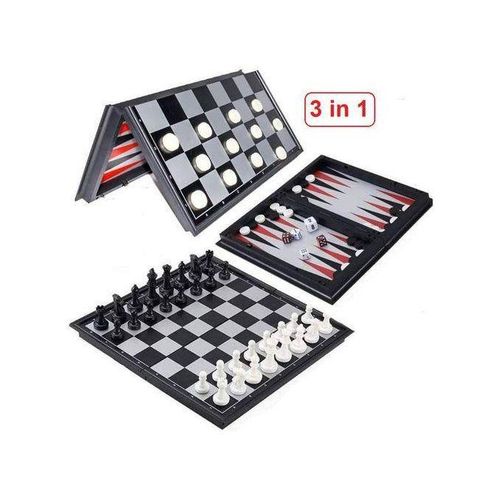 product_image_name-Generic-Échiquier Pliable 3-en-1 : Jeu d'Échecs, Dames et Backgammon - Portable et Magnétique-1