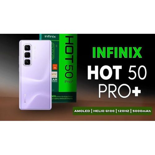 HOT 50 Pro Plus – 6.7" – 256 Go ROM – 8 Go RAM + 8 Go Étendue – HELIO G100 – AMOLED 120Hz – 50 MP – 5000 mAh – Dreamy Purple