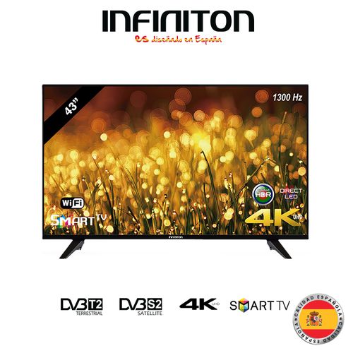 Infiniton 43&quot; UHD 4K SMART ANDROID TV INTV-43LU1280 - Avec récepteur intégrer - Noir.