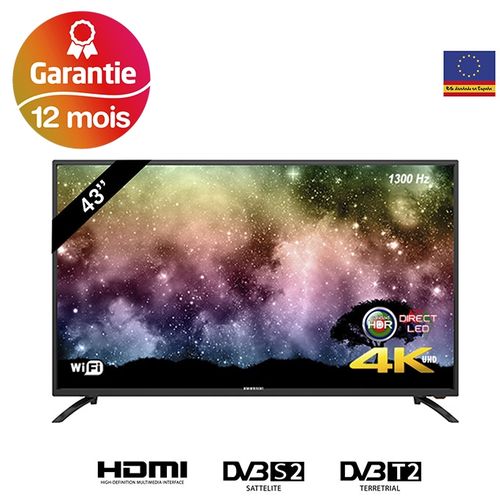 Infiniton 43&quot; UHD 4K SMART ANDROID TV INTV-43LU1280 - Avec récepteur intégrer - Noir.