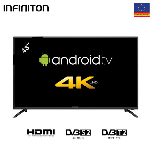 Infiniton 43&quot; UHD 4K SMART ANDROID TV INTV-43LU1280 - Avec récepteur intégrer - Noir.