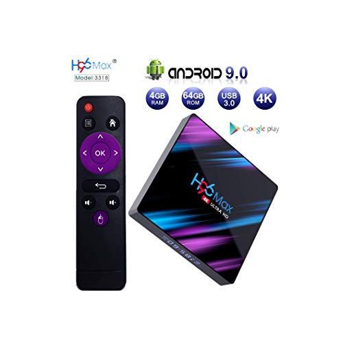 H96 H96 Max TV Box Android 9.0 - Noir 4Go RAM+64Go ROM With time display