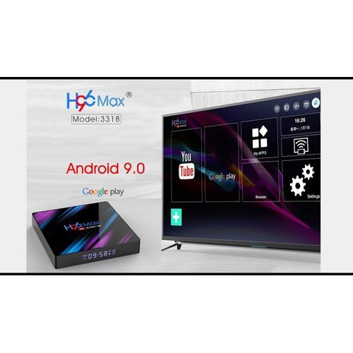 H96 H96 Max TV Box Android 9.0 - Noir 4Go RAM+64Go ROM With time display