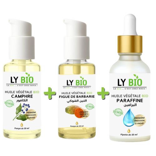 product_image_name-LY BIO-PACK HUILE CAMPHREE 50ML - POMPE + HUILE FIGUE DE BARBARIE 50ML - POMPE + HUILE PARAFFINE 50ML - PIPETTE-1